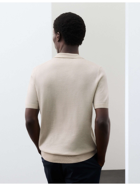 Marks & Spencer Pletena polo majica od čiste extra fine vune merino Marks & Spencer bež
