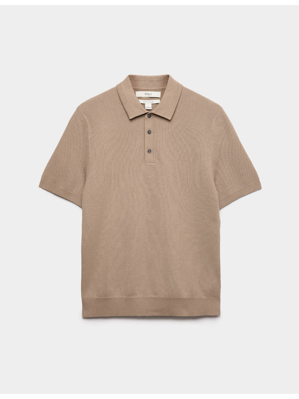 Marks & Spencer Pletena polo majica s teksturom i visokim udjelom pamuka Marks & Spencer bež
