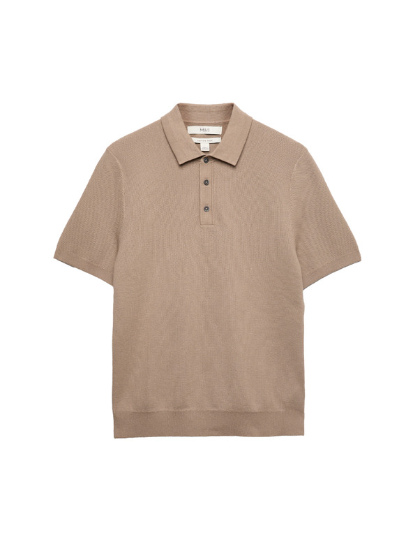Marks & Spencer Pletena polo majica s teksturom i visokim udjelom pamuka Marks & Spencer bež