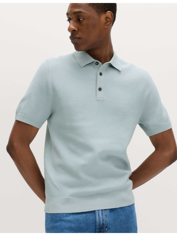 Marks & Spencer Pletena polo majica s teksturom i visokim udjelom pamuka Marks & Spencer plava