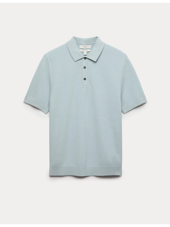Marks & Spencer Pletena polo majica s teksturom i visokim udjelom pamuka Marks & Spencer plava