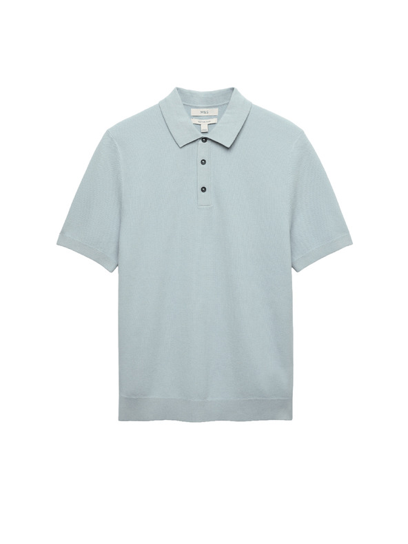 Marks & Spencer Pletena polo majica s teksturom i visokim udjelom pamuka Marks & Spencer plava
