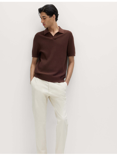Marks & Spencer Polo majica s rebrasta teksturom, košuljskim vratom, s visokim udjelom pamuka Marks & Spencer smeđa