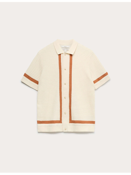 Marks & Spencer Pletena polo majica od čiste pamuka s kontrastnom obrubom Marks & Spencer kremasta