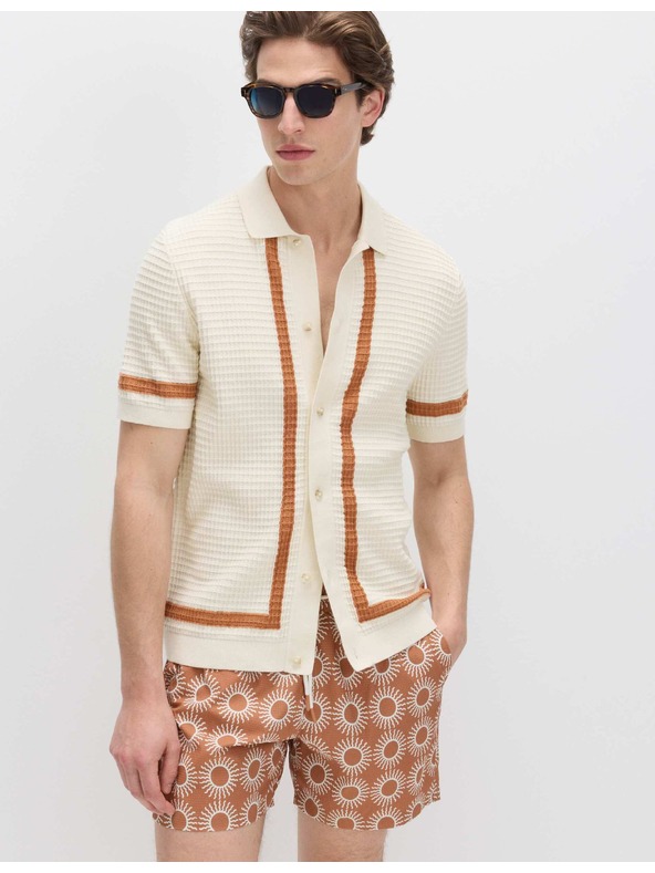 Marks & Spencer Pletena polo majica od čiste pamuka s kontrastnom obrubom Marks & Spencer kremasta