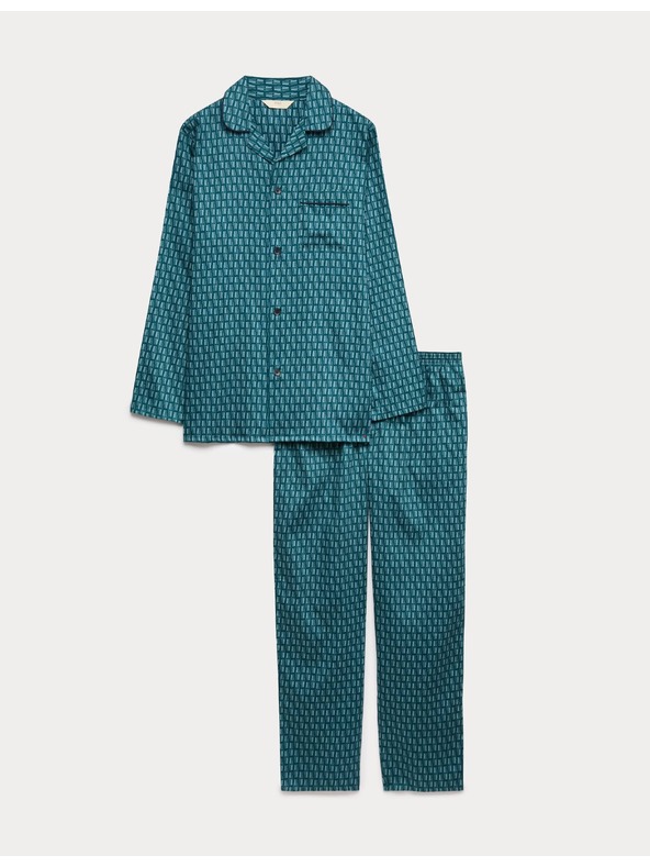 Marks & Spencer Pidžama od 100% pamuka s geometrijskim printom Marks & Spencer zelena