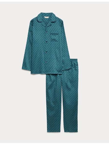 Marks & Spencer Pidžama od 100% pamuka s geometrijskim printom Marks & Spencer zelena