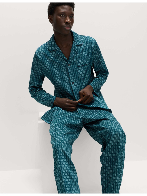 Marks & Spencer Pidžama od 100% pamuka s geometrijskim printom Marks & Spencer zelena