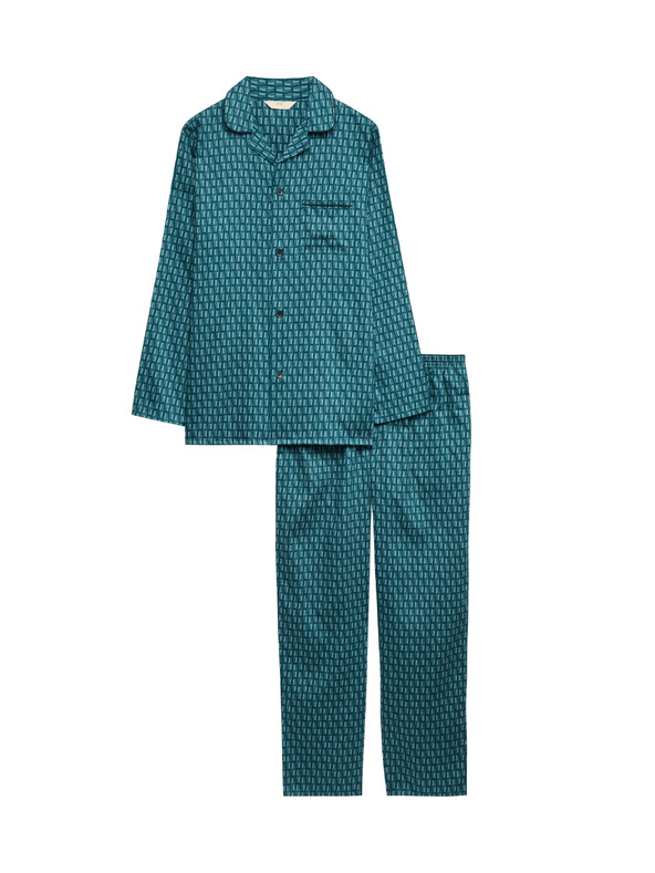 Marks & Spencer Pidžama od 100% pamuka s geometrijskim printom Marks & Spencer zelena