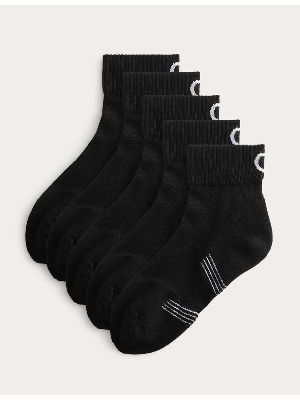 Marks & Spencer 5 pari sportskih prigušenih čarapa s visokim sadržajem pamuka, tehnologijom Freshfeet i ojačanom stopalnom Marks & Spencer crna