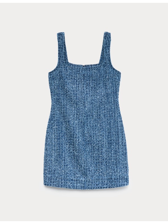 Marks & Spencer Tekoća denimska mini haljina od čistog pamuka ukrasena resicama Marks & Spencer mornarska plava