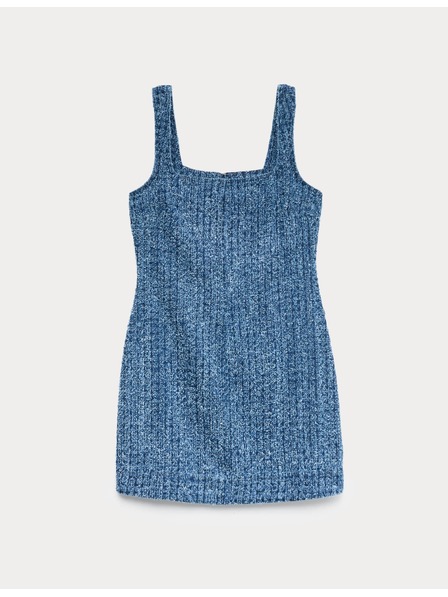 Marks & Spencer Tekoća denimska mini haljina od čistog pamuka ukrasena resicama Marks & Spencer mornarska plava