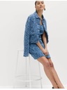 Marks & Spencer Tekoća denimska mini haljina od čistog pamuka ukrasena resicama Marks & Spencer mornarska plava