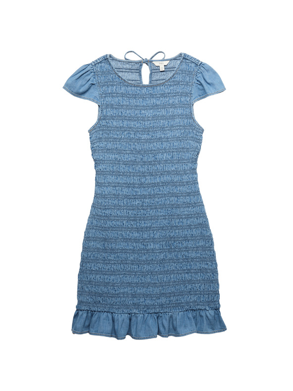 Marks & Spencer Teksaška naborana mini haljina s volanom na rubu Marks & Spencer mornarska plava