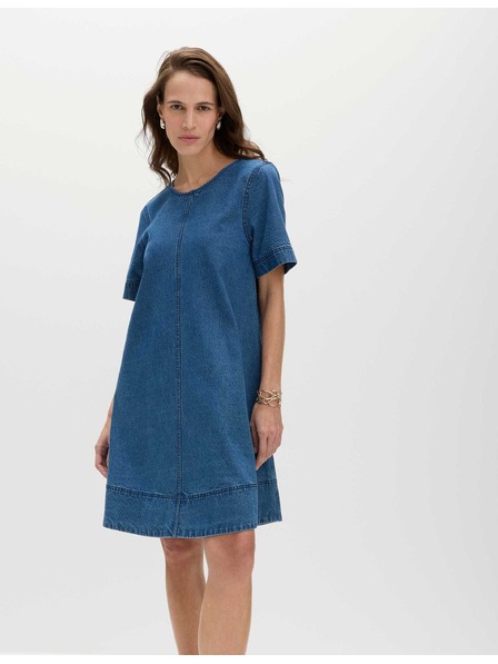 Marks & Spencer Tekoća denimska mini majična haljina od čistog pamuka Marks & Spencer mornarska plava