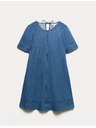 Marks & Spencer Tekoća denimska mini majična haljina od čistog pamuka Marks & Spencer mornarska plava