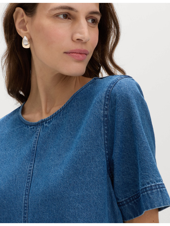 Marks & Spencer Tekoća denimska mini majična haljina od čistog pamuka Marks & Spencer mornarska plava