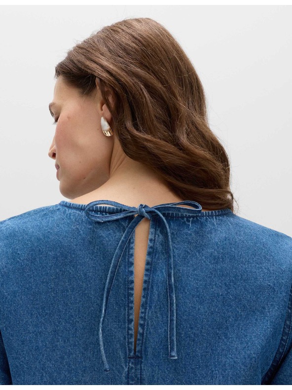 Marks & Spencer Tekoća denimska mini majična haljina od čistog pamuka Marks & Spencer mornarska plava
