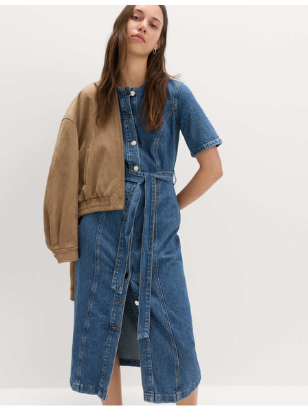 Marks & Spencer Denimska zapinjajuća midi haljina s istaknuta struk Marks & Spencer mornarska plava