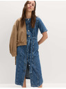 Marks & Spencer Denimska zapinjajuća midi haljina s istaknuta struk Marks & Spencer mornarska plava