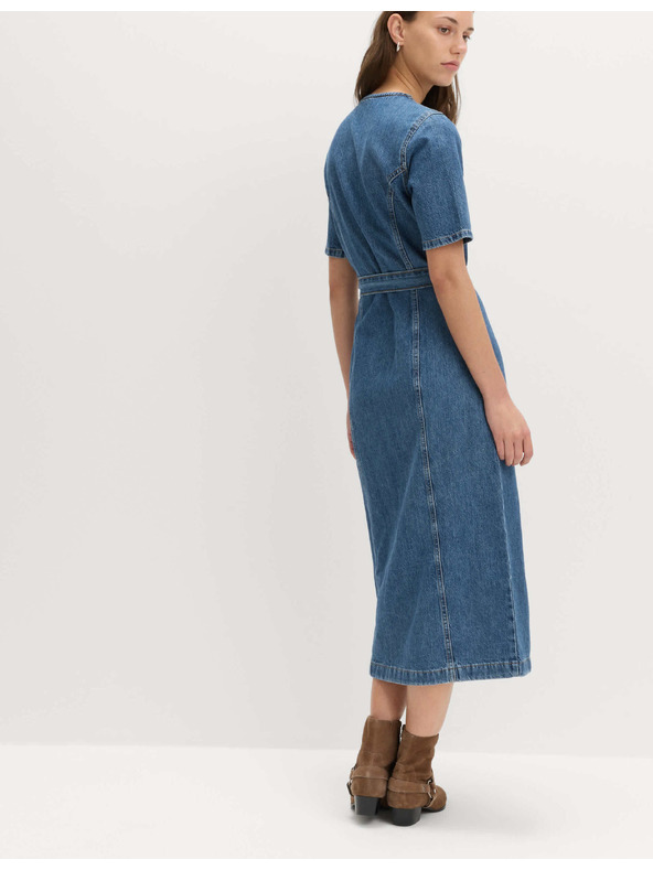 Marks & Spencer Denimska zapinjajuća midi haljina s istaknuta struk Marks & Spencer mornarska plava