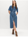 Marks & Spencer Denimska zapinjajuća midi haljina s istaknuta struk Marks & Spencer mornarska plava
