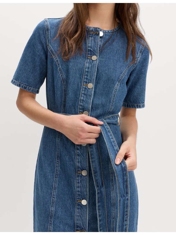 Marks & Spencer Denimska zapinjajuća midi haljina s istaknuta struk Marks & Spencer mornarska plava