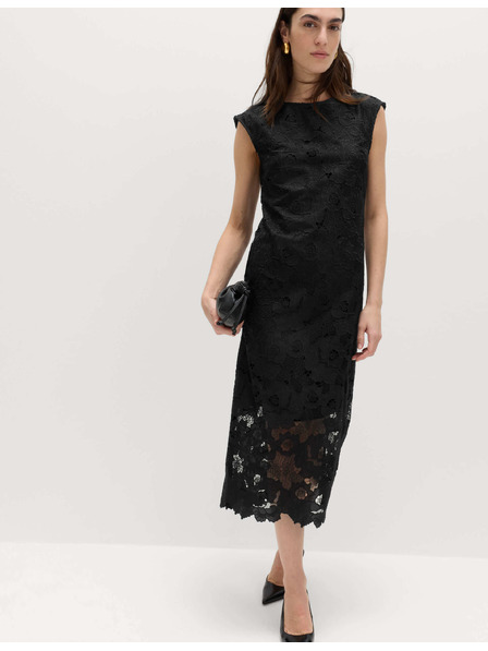 Marks & Spencer Midi haljina olovnog kroja s čipkastim prosječenjima Marks & Spencer crna