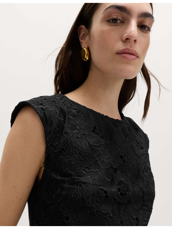 Marks & Spencer Midi haljina olovnog kroja s čipkastim prosječenjima Marks & Spencer crna
