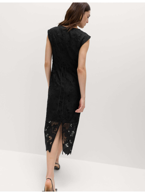 Marks & Spencer Midi haljina olovnog kroja s čipkastim prosječenjima Marks & Spencer crna