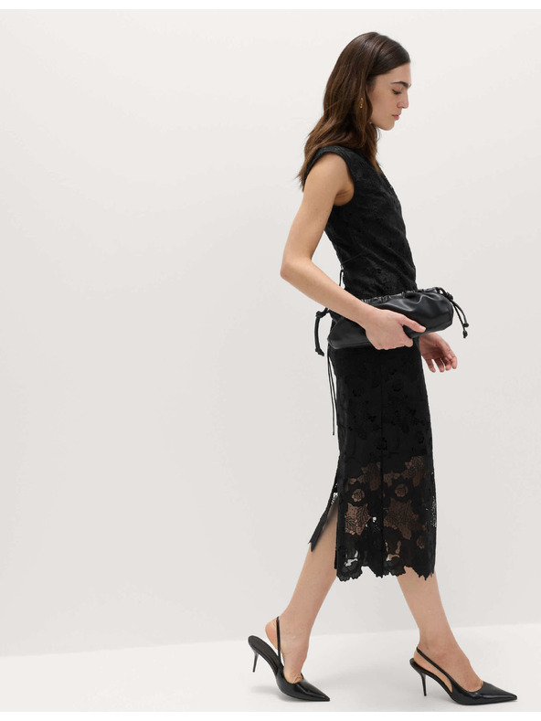 Marks & Spencer Midi haljina olovnog kroja s čipkastim prosječenjima Marks & Spencer crna