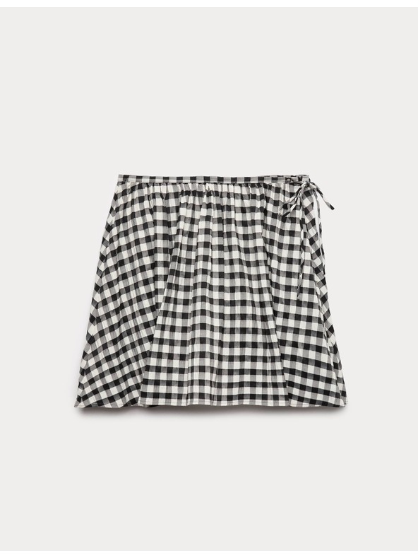 Marks & Spencer Minijaturna kružna suknja od materijala Gingham od mješavine pamuka Marks & Spencer crna