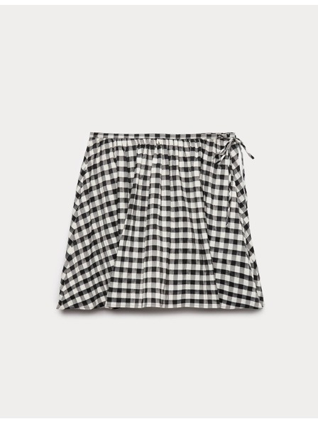 Marks & Spencer Minijaturna kružna suknja od materijala Gingham od mješavine pamuka Marks & Spencer crna