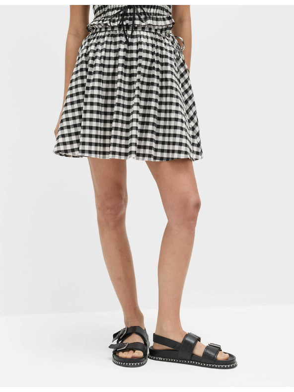 Marks & Spencer Minijaturna kružna suknja od materijala Gingham od mješavine pamuka Marks & Spencer crna