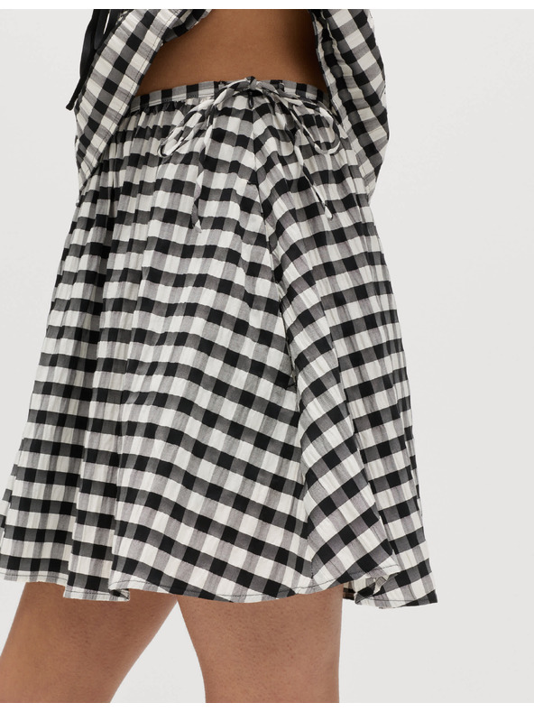 Marks & Spencer Minijaturna kružna suknja od materijala Gingham od mješavine pamuka Marks & Spencer crna