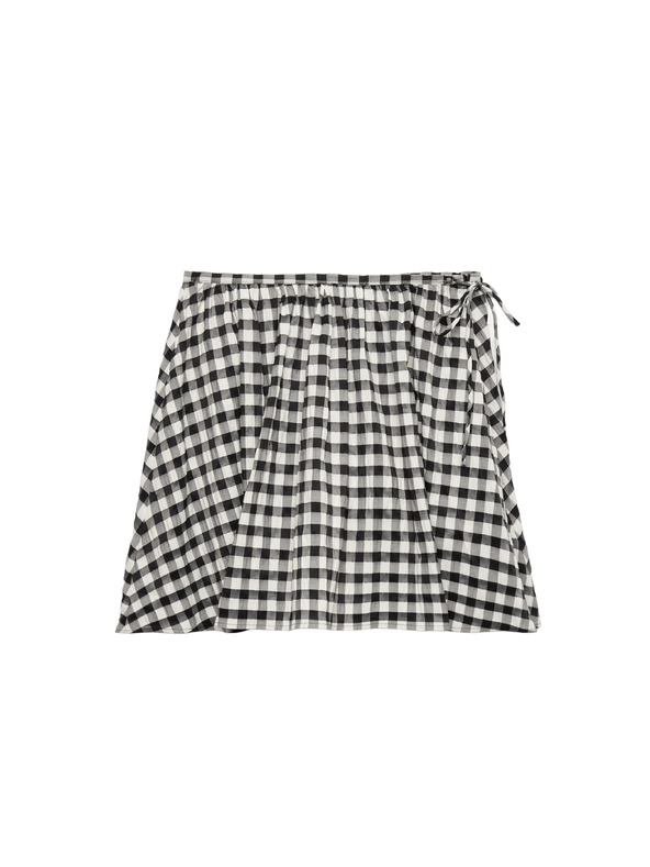 Marks & Spencer Minijaturna kružna suknja od materijala Gingham od mješavine pamuka Marks & Spencer crna