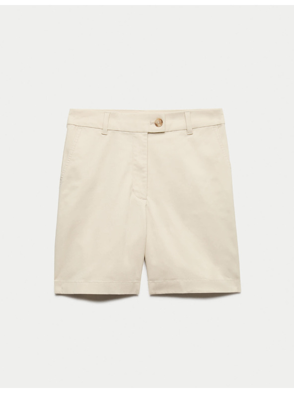 Marks & Spencer Chino šortice s visokim strukom s visokim udjelom pamuka Marks & Spencer kremasta