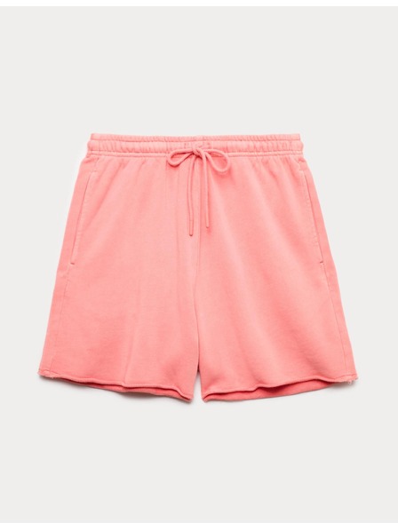 Marks & Spencer Teplákovske šortice s visokim strukom od čiste pamuka Marks & Spencer roza