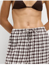 Marks & Spencer Hlače od Gingham materijala, s visokim udjelom lana s širokima nogavicama Marks & Spencer smeđa