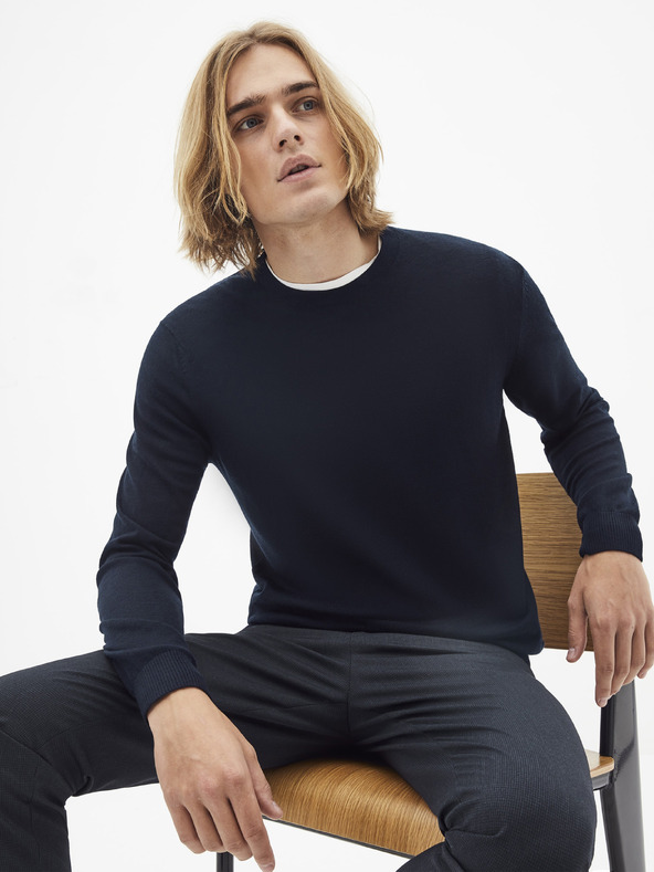 Celio Tamnoplavi vuneni osnovni džemper Celio Semerirond