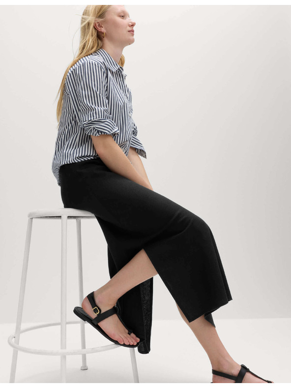 Marks & Spencer A-linija maksi suknja s visokim udjelom lana Marks & Spencer crna