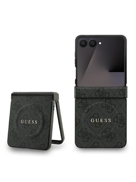 Guess Guess PU Leather 4G Colored Ring Magnetic Zadnji Poklopac za Samsung Galaxy Z Flip 7 Black