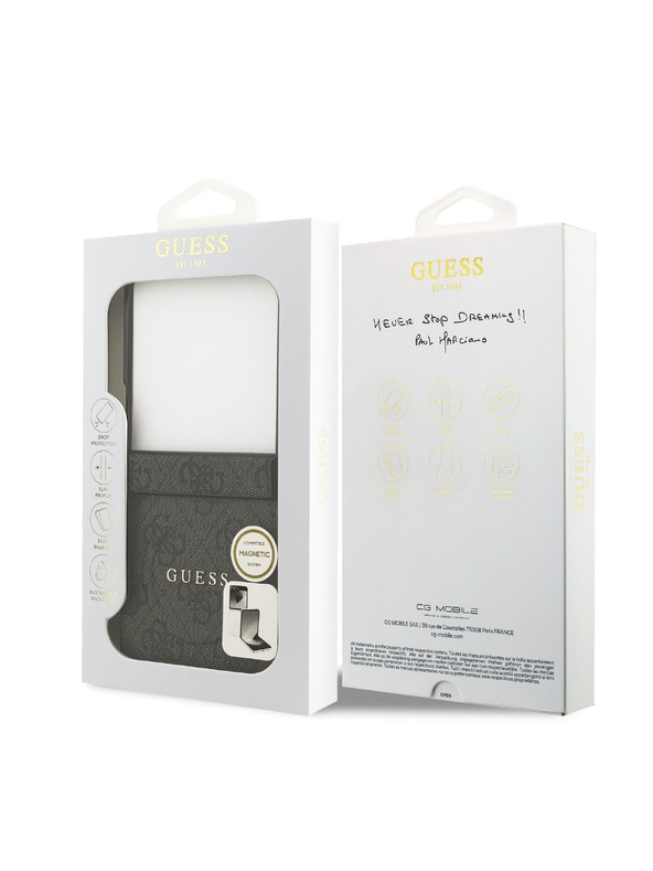 Guess Guess PU Leather 4G Colored Ring Magnetic Zadnji Poklopac za Samsung Galaxy Z Flip 7 Black