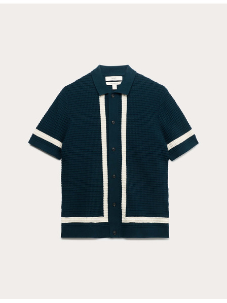 Marks & Spencer Pletena polo majica od čiste pamuka s kontrastnom obrubom Marks & Spencer plava