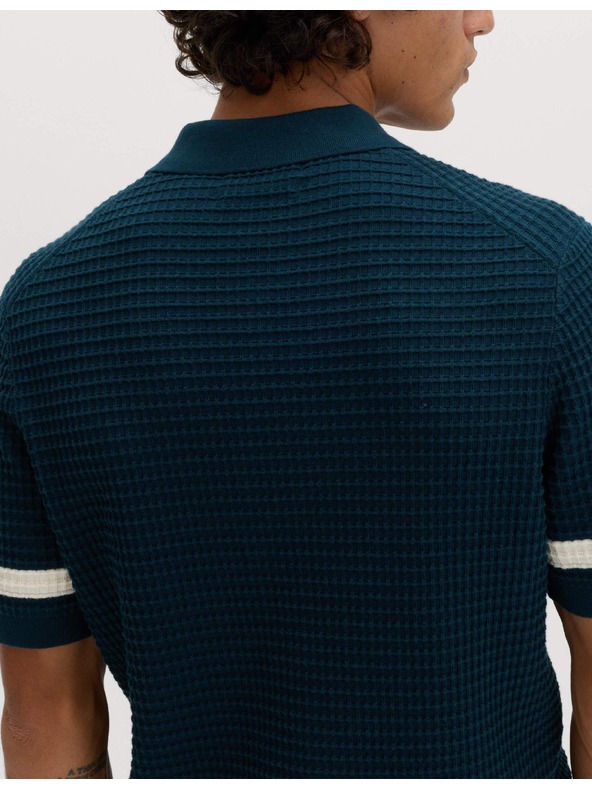 Marks & Spencer Pletena polo majica od čiste pamuka s kontrastnom obrubom Marks & Spencer plava