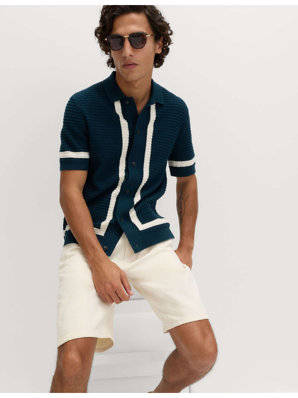 Marks & Spencer Pletena polo majica od čiste pamuka s kontrastnom obrubom Marks & Spencer plava