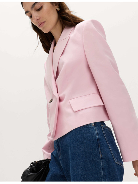 Marks & Spencer Dvoredan blazer slobodnog kroja s sadržajem lana Marks & Spencer ružičasta