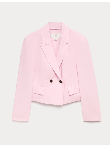 Marks & Spencer Dvoredan blazer slobodnog kroja s sadržajem lana Marks & Spencer ružičasta