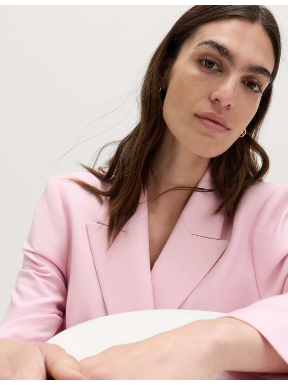 Marks & Spencer Dvoredan blazer slobodnog kroja s sadržajem lana Marks & Spencer ružičasta
