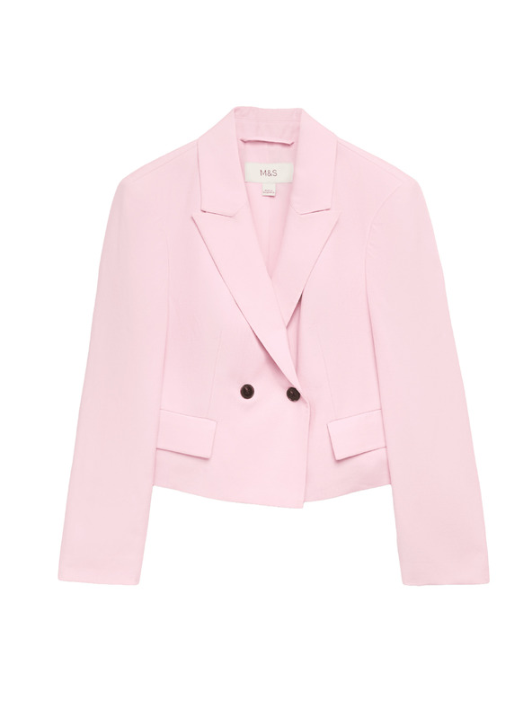 Marks & Spencer Dvoredan blazer slobodnog kroja s sadržajem lana Marks & Spencer ružičasta